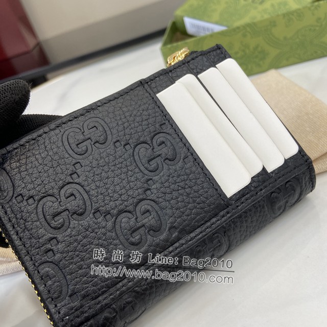 Gucci專櫃古馳最新款Emblem系列超柔軟荔克色壓花/全皮卡包 jh2083型號：815936